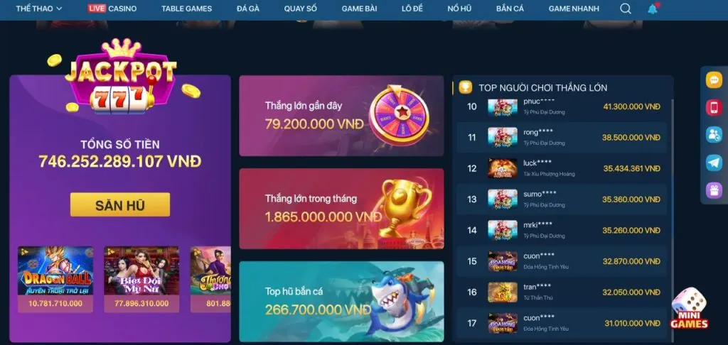 Hệ thống Jackpot và giải thưởng lớn